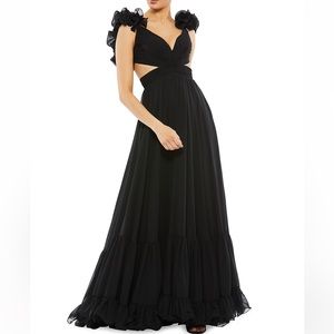 MAC DUGGAL | Ieena Cutout Chiffon Gown - Black | Size 0